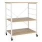 Costway 3-Tier Light Brown Kitchen Baker's Rack Microwave Oven Storage Cart with Hooks