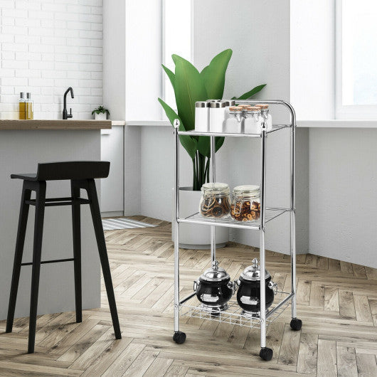 Costway 3 Tier Mesh Wire Organizers Rolling Utility Cart with Wheels for Bathroom