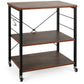 Costway 3-Tier Rustic Brown Kitchen Baker's Rack Microwave Oven Storage Cart with Hooks