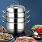 Costway 3 Tier Stainless Steel Cookware Pot Saucepot Steamer