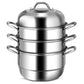 Costway 3 Tier Stainless Steel Cookware Pot Saucepot Steamer