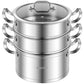 Costway 3 Tier Stainless Steel Steamer Pot with Handle