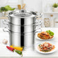 Costway 3 Tier Stainless Steel Steamer with Handles and Glass Lid