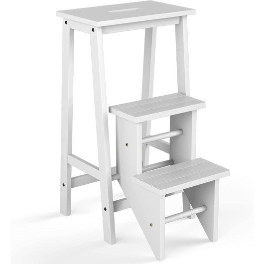 Costway 3 Tier White Step Stool 3 in 1 Folding Ladder Bench