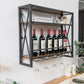 Costway 3-Tiers Industrial Wall Mounted Wine Rack with Glass Holder and Metal Frame