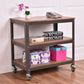 Costway 3 Tiers Wood Rolling Cart Sturdy Display Shelf