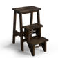 Costway 3-in-1 Brown Rubber Wood Step Stool with Convenient Handle