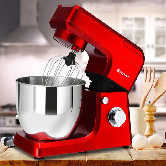 Costway 800W 7 qt. . 6-Speed Red Stainless Steel Multi-Functional