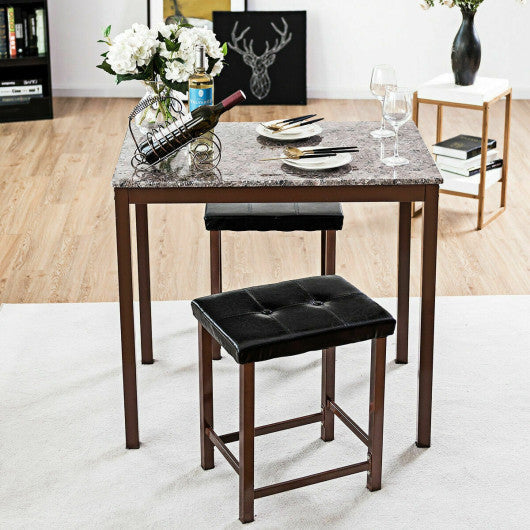 Costway 3 pcs Counter Height Faux Marble Dining Set