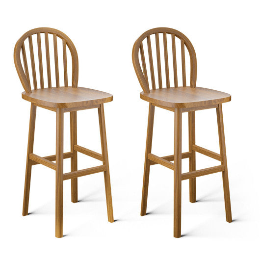Costway 30" 2 Pieces Height Wodden Bar Stools with Backrest