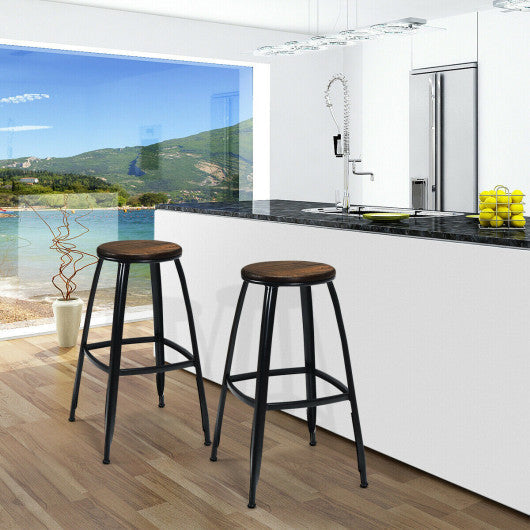 Costway 30" 2 Pieces Industrial Height Bar Stools Set
