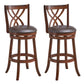 Costway 30" 360° Swivel Counter Height Chairs with PU Leather Cushioned Seat and Footrests