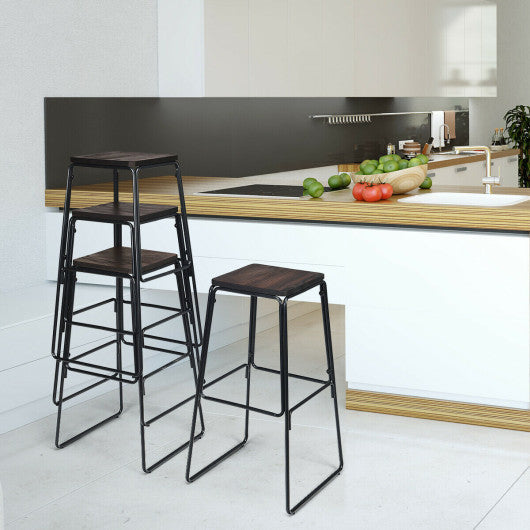 Costway 30" 4 Pieces Backless Industrial Bar Stools Set