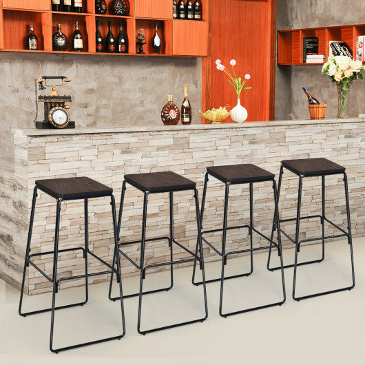 Costway 30" 4 Pieces Backless Industrial Bar Stools Set