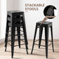 Costway 30" Black Bar Stools Set of 4 with Square Seat and Handling Hole