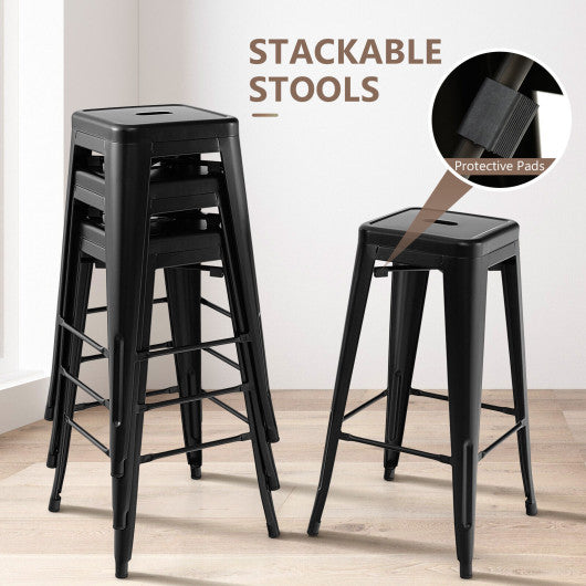 Costway 30" Black Bar Stools Set of 4 with Square Seat and Handling Hole