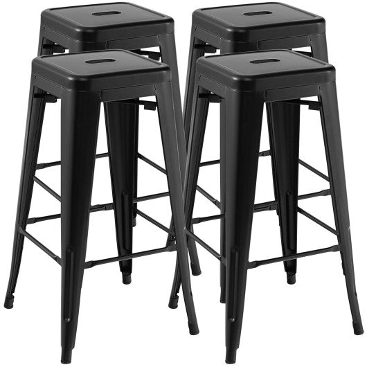 Costway 30" Black Bar Stools Set of 4 with Square Seat and Handling Hole
