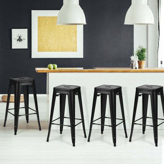 Costway 30" Black Height Set of 4 High Back Metal Industrial Bar Stools