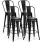 Costway 30" Black Height Set of 4 High Back Metal Industrial Bar Stools