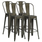 Costway 30" Gun Height Set of 4 High Back Metal Industrial Bar Stools