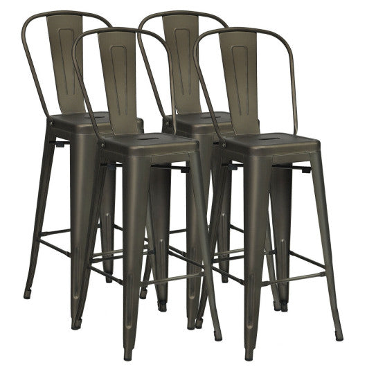 Costway 30" Gun Height Set of 4 High Back Metal Industrial Bar Stools