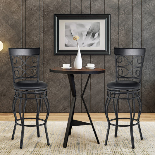 Costway 30" Set of 2 Black Bar Stool with Backrest and Footrest