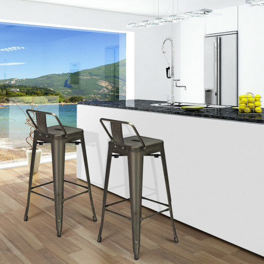 Costway 30" Set of 4 Gun Metal Counter Height Barstools with Low Back and Rubber Feet