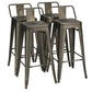 Costway 30" Set of 4 Gun Metal Counter Height Barstools with Low Back and Rubber Feet