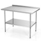 Costway 30" x 48" Stainless Steel Table for Prep and Work with Backsplash