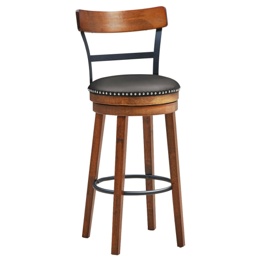 Costway 30.5" 360-Degree Swivel Stools with Leather Padded Seat