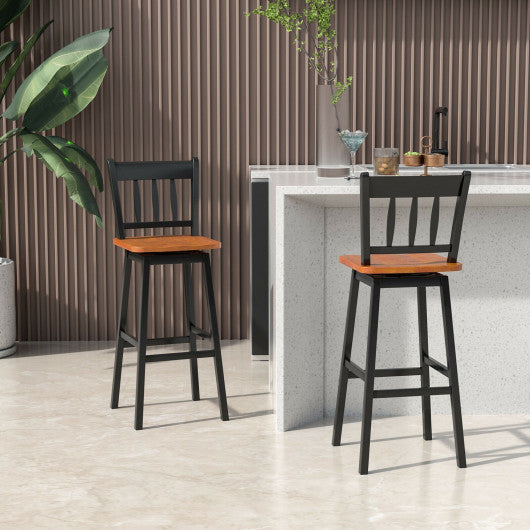 Costway 30.5" Black Set of 2 Swivel Bar Stools with 360° Swiveling
