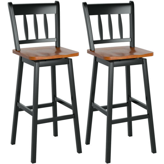Costway 30.5" Black Set of 2 Swivel Bar Stools with 360° Swiveling