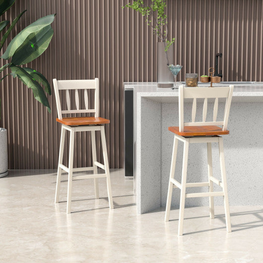 Costway 30.5 White Set of 2 Swivel Bar Stools with 360° Swiveling
