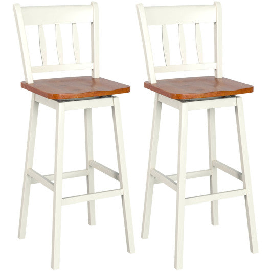 Costway 30.5 White Set of 2 Swivel Bar Stools with 360° Swiveling