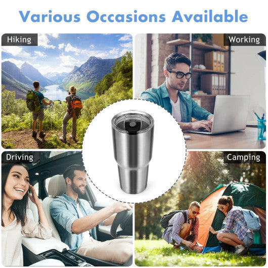 Costway 30oz Stainless Steel Tumbler Cup Double Wall Vacuum Insulated Mug with Lid