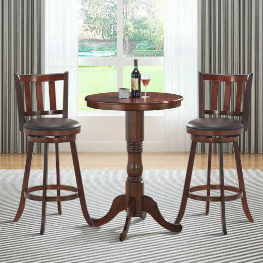 Costway 31" 2 Pieces 360 Degree Swivel Wooden Counter Height Bar Stool Set with Cushioned Seat