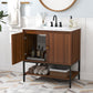 Costway 31" Bathroom Vanity Sink Combo with Doors and Open Shelf