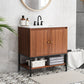 Costway 31" Bathroom Vanity Sink Combo with Doors and Open Shelf