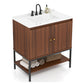 Costway 31" Bathroom Vanity Sink Combo with Doors and Open Shelf
