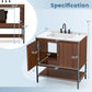 Costway 31" Bathroom Vanity Sink Combo with Doors and Open Shelf