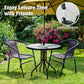Costway 32" Outdoor Patio Round Tempered Glass Top Table with Umbrella Hole