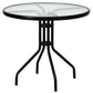 Costway 32" Outdoor Patio Round Tempered Glass Top Table with Umbrella Hole