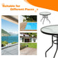 Costway 32" Patio Tempered Glass Steel Frame Round Table with Convenient Umbrella Hole
