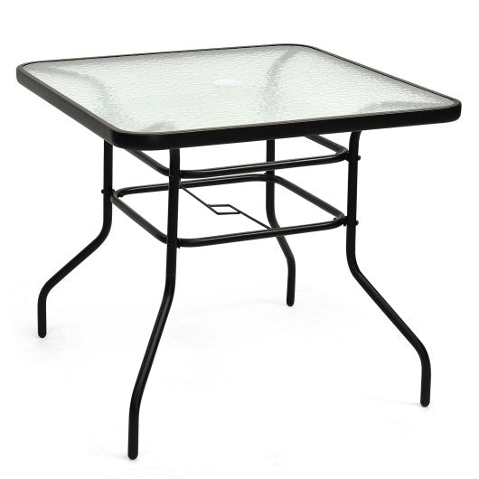 Costway 32" Patio Tempered Glass Steel Frame Square Table