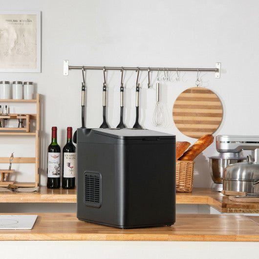 Costway 33 lbs./24 H Black Ice Maker Machine with Scoop and Basket