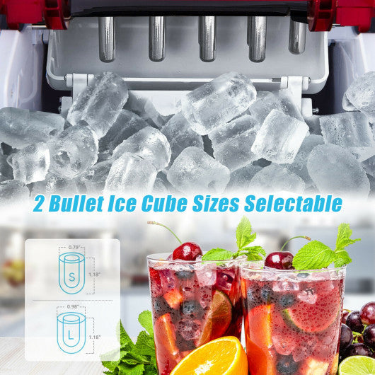 Costway 33 lbs./24 H Red Ice Maker Machine with Scoop and Basket