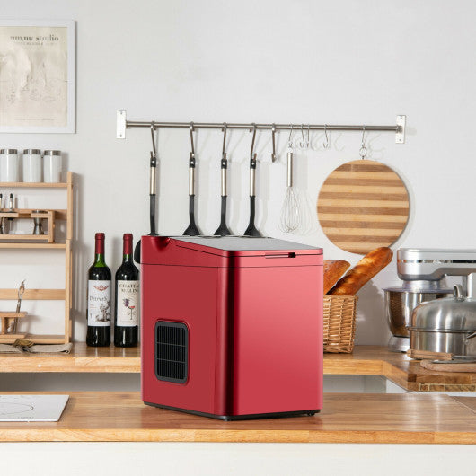 Costway 33 lbs./24 H Red Ice Maker Machine with Scoop and Basket