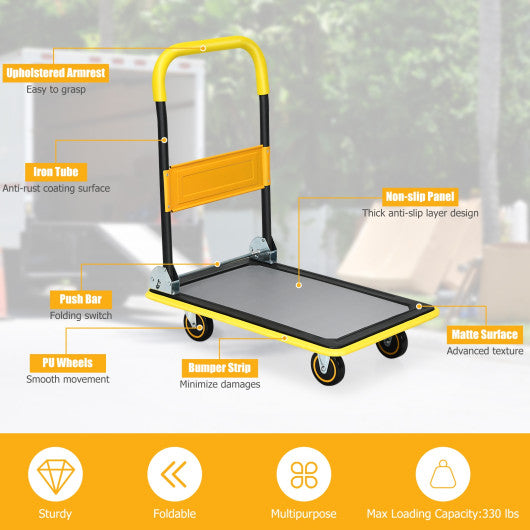 Costway 330 lbs. Folding Platform Cart Dolly Hand Truck