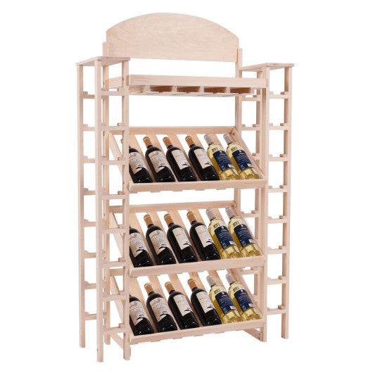 Costway 34 Bottles Wood Wine Rack Display Shelf