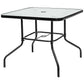 Costway 35" Patio Dining Square Tempered Glass Table with Umbrella Hole